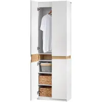SoBuy KSB01-W Armoire, pour adultes, chambre à coucher, armoire, pour chambre à coucher, salon, couloir, 1 armoire, 2 portes, 5 compartiments