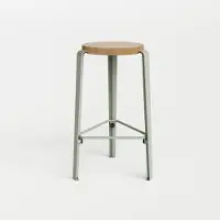 TIPTOE Mi Lou Tabouret de Bar - 66 cm Solid oak | Eucalyptus Grey | Triangle