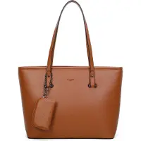 Gallantry Sac shopper pour femme avec fermeture éclair - adapté au format A4 - marron - sac à main pour l'école et le travail