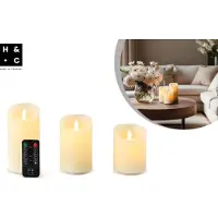 Home & comfort H&C Bougies LED avec flamme mobile - 3 pièces - Rechargeables et télécommandées