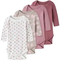 TWO SOON Barboteuse / body gris / rose ancienne / rose foncé / blanc