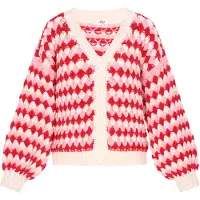 Mymo Cardigan beige / rose clair / rouge