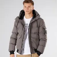 Crosshatch Veste à Capuche Doublée Fourrure Milwaka Homme Anthracite
