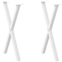 vidaXL Pieds de table de salle à manger en X 2 pcs. Blanc 57x(72-73) cm Acier