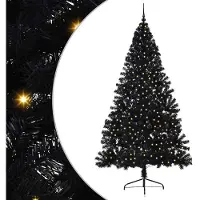 vidaXL Sapin de Noël artificiel pré-éclairé Noir 240 cm PVC