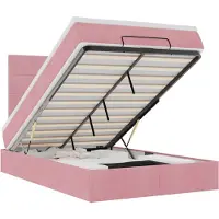 vidaXL Ottoman-lit avec matelas & LED rose 120x190 cm velours