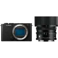 Panasonic Boîtier Lumix S9 noir de jais + objectif Sigma 45 mm f/2,8 DG contemporain à monture L - noir