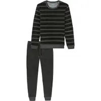 Schiesser Pyjama long 'Casual Nightwear' gris foncé / noir