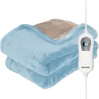 Auronic Couverture électrique - 200 x 180 cm - Couverture chauffante - 2 personnes - 3 niveaux de chaleur - Couverture - Avec minuterie - Couverture chauffante - Bleu clair