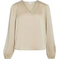 Vila Chemisier à Manches Longues Ellette Smock Satin Top