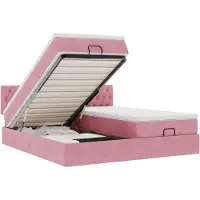vidaXL Ottoman-lit avec matelas & LED rose 160x200 cm velours
