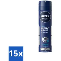 Nivea Déodorant Spray Protect & Care Men 150 ml - Pack avantage - 15 pièces