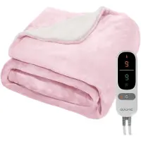 Auronic Couverture électrique - 180x130cm - Couverture chauffante - 1 personne - Polaire Sherpa - 9 niveaux de chaleur et minuterie - Couverture - Couverture chauffante - Rose