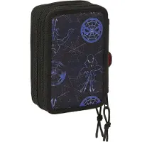 Safta Trousse à crayons noire Spiderman 37 pièces avec accessoires