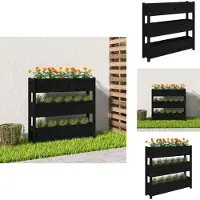 vidaXL Jardinière Noir 112x25x104,5 cm Bois massif de pin
