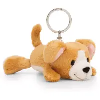 Nici Unisexe, Porte-clés, NICI Schlüsselanhänger Hund liegend braun 10cm, Marron, Multicolore, Blanc