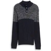 Tom Tailor Pull-over bleu foncé / blanc