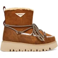 Replay Bottines à lacets ocre / marron chiné / argent