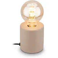 B.K.Licht - Lampe de table avec interrupteur à fil, pied céramique, E27, max. 10W, chevet, bureau, salon à poser, lampe à poser, table salon, 10x10,3 cm, beige
