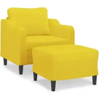 vidaXL Fauteuil avec pouf jaune clair 60 cm Tissu