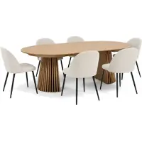 Ebuy24 Tokyo ensemble de table à manger table à manger naturel, 6 chaises en velours côtelé beige.