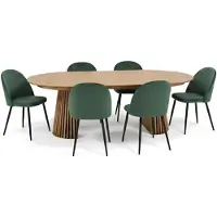 Ebuy24 Tokyo ensemble de table à manger table à manger naturel, 6 chaises en velours vert.