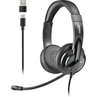 NGS VOX605 Casque stéréo filaire USB-C avec microphone pour la musique et les appels Noir
