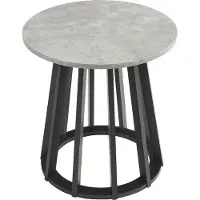 En.casa Table d'appoint 'Buzzard' Ø48 x 48 cm avec structure en bambou plateau rond noir/imitation béton