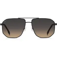 HUGO BOSS Lunettes de soleil en acier noir avec incrustation de logo dorée