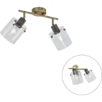 QAZQA Spot de plafond design bronze avec verre transparent 2 lumières - Domo
