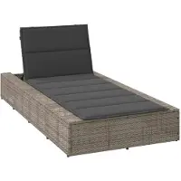 vidaXL Chaise longue avec support flottant Gris Poly rotin