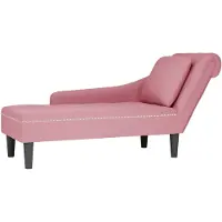 vidaXL Chaise longue avec coussin et accoudoir droit rose velours