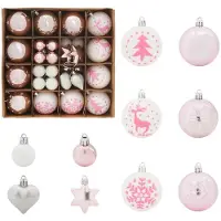 vidaXL Ensemble de Boules de Noël 40 pcs Blanc et rose Plastique