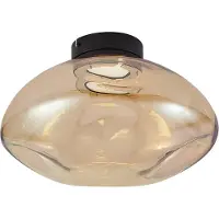 QAZQA Plafonnier design noir avec verre ambré - Gemma