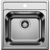 BLANCO Evier à encastrer Dana 45 - Lavabo à encastrer avec robinet à panier 3 1/2 pouce, inox brossé