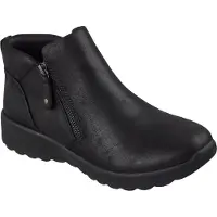 SKECHERS pour femme. 158952 Lovely Vibe Bottines d'automne noires (37), Plat, 1 à 3 cm, Fermeture éclair, Casuel