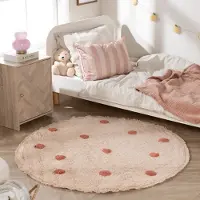 Little Olly Tapis rond pour chambre d’enfant – Lou Dots Terracotta | Ø 80cm | Rond | Pile courte