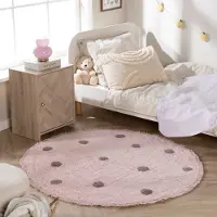 Little Olly Tapis rond pour chambre d'enfant – Lou Dots Violet | Ø 80cm | Rond | Pile courte