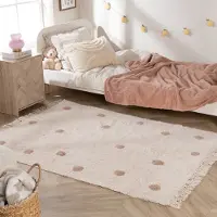 Little Olly Tapis pour chambre d’enfant – Lou Dots Taupe | 140x200cm | Rectangulaire | Pile courte