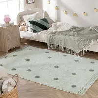 Little Olly Tapis pour chambre d’enfant – Lou Dots Vert | 120x170cm | Rectangulaire | Pile courte
