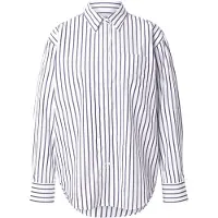 Gant pour femme. 4300239 Chemise classique en popeline rayée marine, coupe décontractée (34), Casuel, Coton, Manche longue