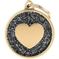 My Family Médaille Pour Animaux Shine Heart Glitter Gold