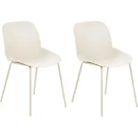 Beliani Lot de 2 chaises de salle à manger beiges avec assise profonde en plastique mobilier de salle à manger design et moderne