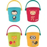 Ludi Jouet Pour le Bain - 4 seaux - Multicolore av. animaux - - UneTaille - Jouet Pour Le Bain