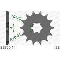 Afam Pignon De Sortie De Boite Pour Moto Yamaha 100 Dt 1974 À 1976 14 Dents Pas 428 / 28200-14 Neuf