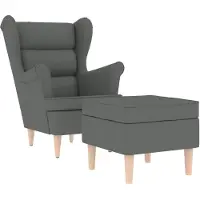vidaXL Fauteuil avec repose-pieds Tissu gris foncé
