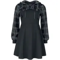 Rock Rebel by EMP Robe courte de - Robe Effet Plusieurs Épaisseurs Avec Sweat à Carreaux - S - XXL - pour Femme - noir - Taille S