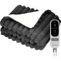 Auronic Couverture électrique - 160 x 120cm - Couverture chauffante - 1 personne - 3 niveaux de chaleur - Peluche - Couverture chauffante - Anthracite