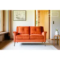PIB Canapé 2 places en velours orange Elbrousse