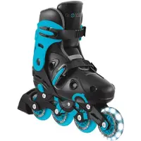 Globber Patins à Roulettes GO-SKATE - T. 34-37 - Noir/Aqua Bleu